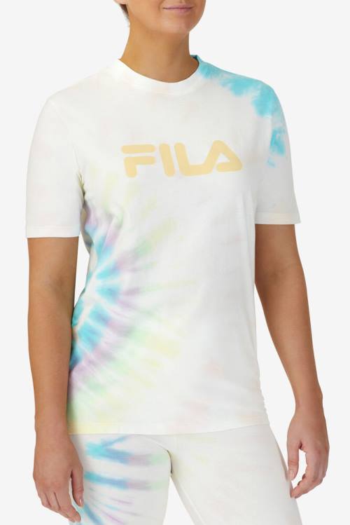 Camiseta Fila Alivia Tie Dye Tee Mujer Creme | Fila179TE